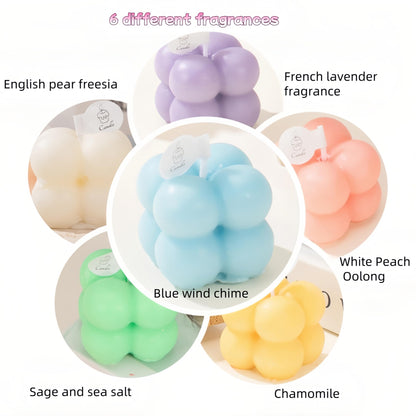 6-in-1 Mini Soy Wax Candles Gift Set – Eco-Friendly Aromatherapy, Lavender/Peach/Sea Salt Scents, Bubble Shaped Decorative Candlestick，Premium Scented Candles for Relaxation/Meditation for Home