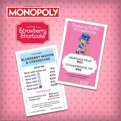 Monopoly: Strawberry Shortcake Board Game Buy Sell &amp Trade Locations Like Big Apple City Citrus Acres &amp More Includes 6 Collectible Tokens Like Blueberry Muffin's Basket &amp More Offici