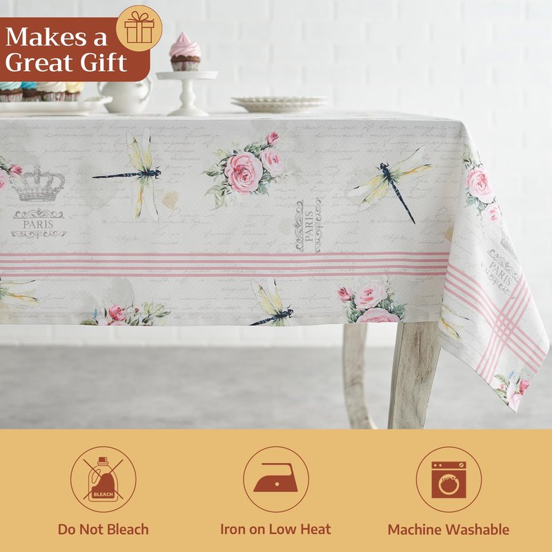 Maison d' Hermine Table Cloth Square Table 100% Cotton 60 x 60 Inches Tablecloth Reusable Decorative for Dining Kitchen Room Farmhouse Home Gifts for Mothers Day Spring Summer - Champ De Mars