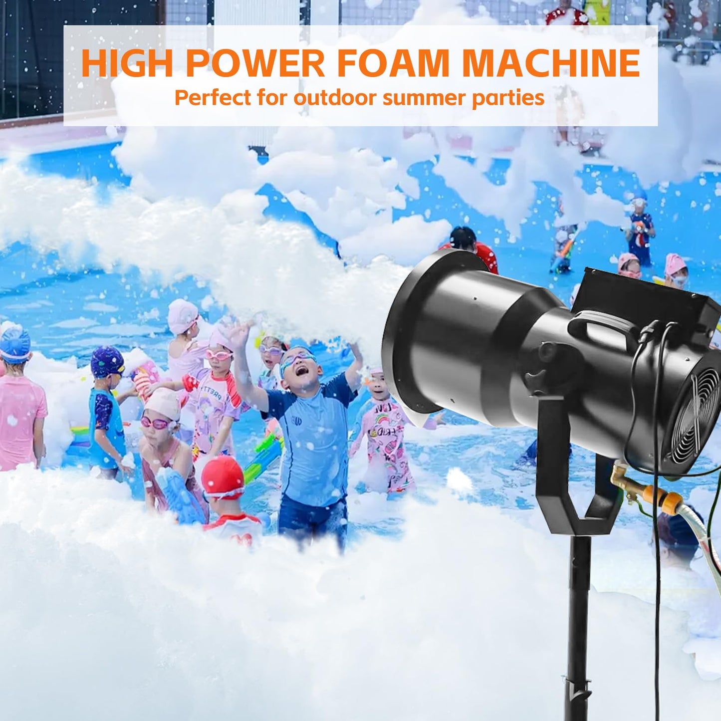 Foam Machine for Party whit 9 LED Lights, Party Foam Machine with Water Tank, Foam Cannon for Garden, Pool, Indoor, Birthdays, Celebrations, and Backyard Events