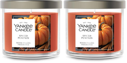 Yankee Candle Spiced Pumpkin Scented, Signature 4.3oz Small Tumbler Single Wick Candle, Over 20 Hours of Burn Time (Pack of 2)