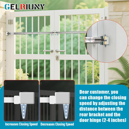 New TB400SS Hydraulic Outdoor Gate Closer for 75 to 175 lbs, Stainless Steel, Width 40 to 64 Inches, for Farms, Ranches, Gardens, Sports Complexes, Home Yards, Opening Pressure 6 to 12 Pounds