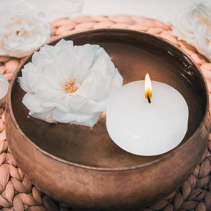 Floating Candles 2" White Dripless Wax Discs (24 Pack) - 4 Hour Burn time - Perfect for Wedding, Party, Holiday, Home Decor, Romantic Centerpieces, Valentine's Day & Pool Parties