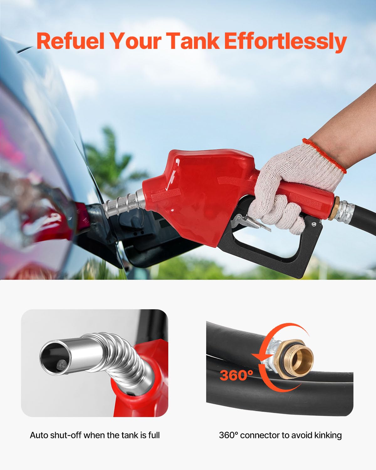 VEVOR Portable Diesel Tank, 58 Gallon Capacity & 10 GPM Flow Rate, Fuel Tank with 12V Electric Transfer Pump and 13.1ft Rubber Hose, PE Diesel Transfer Tank for Easy Fuel Transportation, Red