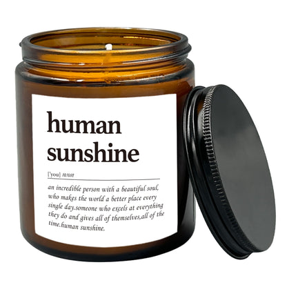 HIWX Human Sunshine Scented Candle - Appreciation Gifts for Teachers & Coworkers, Inspirational Thank You Christmas Soy Jar Candle, Lavender, Vetiver, Sandalwood Scented 8oz Holders