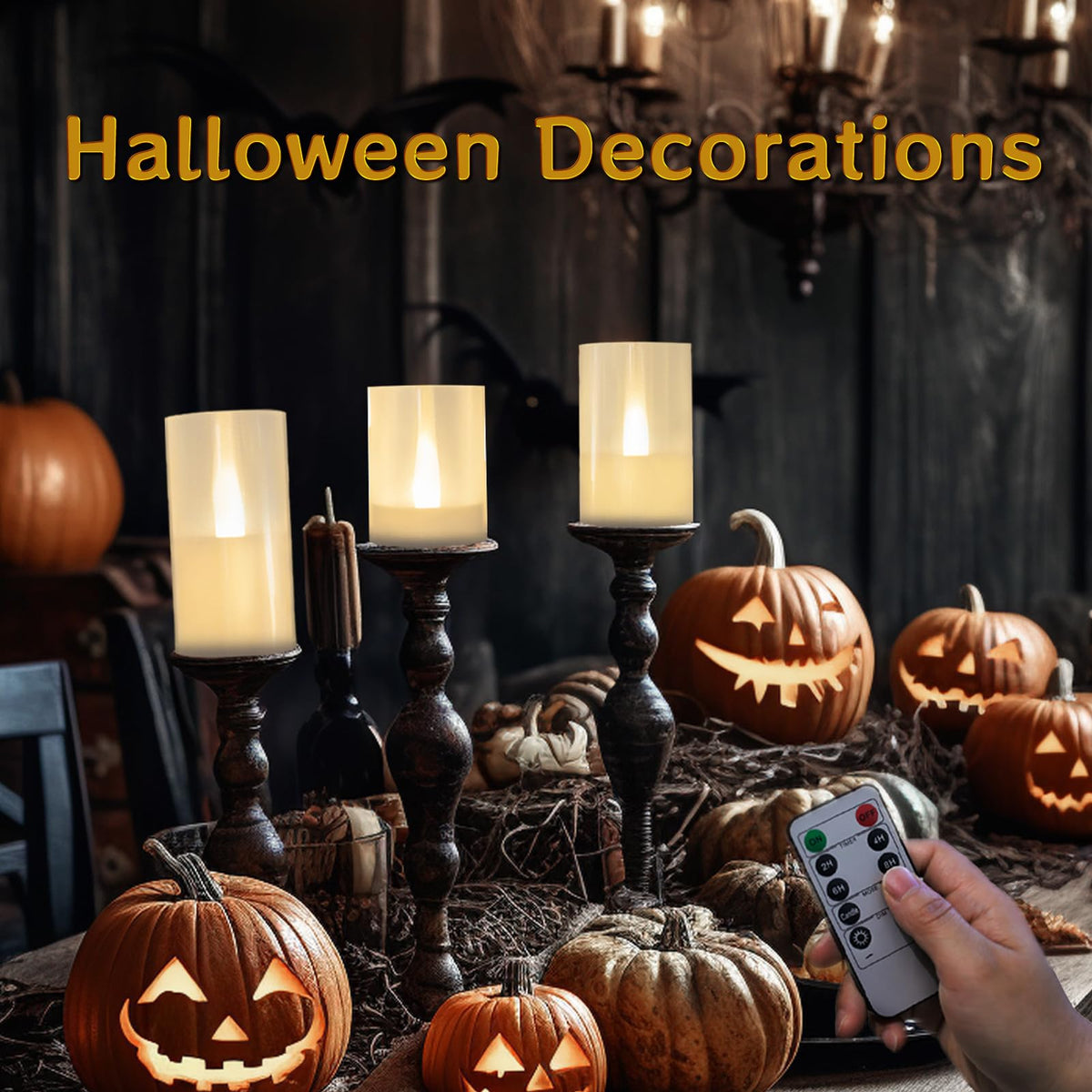 LANKER Flameless Candles with Remote Control and Timer, Battery Operated LED Pillar Candles, Romantic Light, Set of 3 (Warm White)