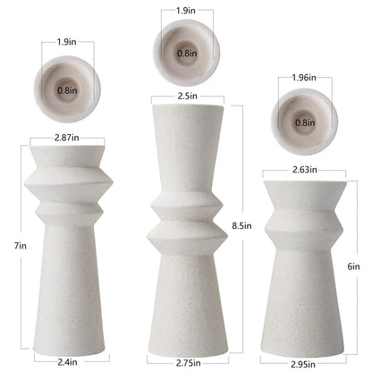 VICBOND Set of 3 Ceramic Candle Holders,Minimalist Style, Candle Burning Display Holder,for for Home Decorations, Wedding Parties, Festival Celebrations.
