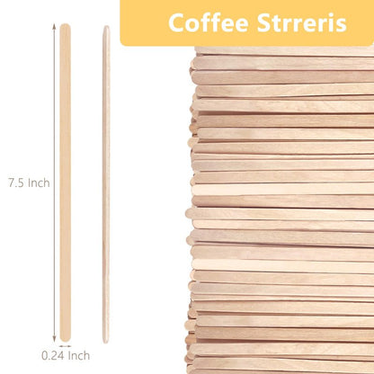 KTOJOY 1000 Pack Birch Wood Coffee Stirrers, 7.5 Inch Sturdy Coffee Stir Sticks, Smooth Round Ends, Splinter-Free Disposable Stir Sticks for Coffee, Cocktails, Office, Home Use