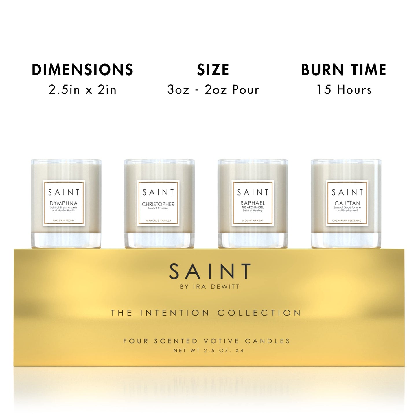 SAINT The Intention Collection Votive Candles, Soy Coconut Scented Candle Set with Prayer Coin, Non-Toxic Aromatherapy Soy Candles, 4 20-Hour Long Burning Candles