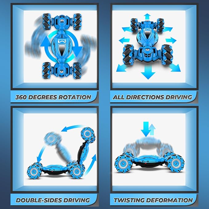 Dysaim Gesture RC Car Gesture Sensing RC Stunt Car Toys for Kids 6-12 yr 2.4GHz 4WD Hand Remote Control with Lights Music Off-Road 360° Rotation Drift for Birthday Toy Gifts