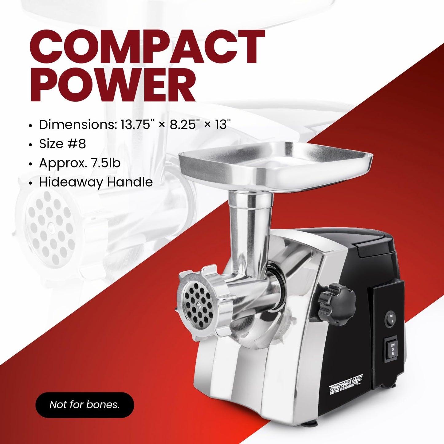STX International Turboforce Cadet 2000 Series Electric Meat Grinder | 7-in-1 Multifunctional | Foot Pedal | Slicer/Shredder/Grater | Sausage Stuffer | Kubbe Maker | 4 Grinding Plates & More Included