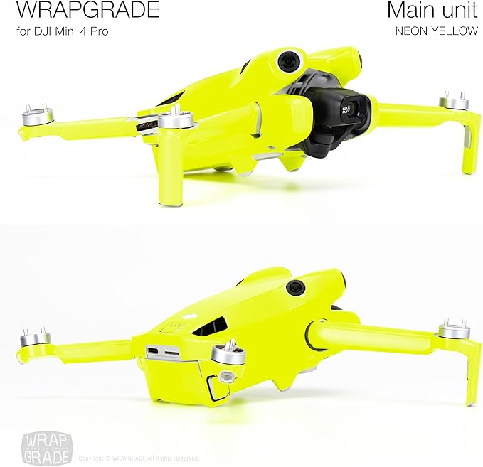 WRAPGRADE Skin Stickers Compatible with DJI Mini 4 Pro | Full Wrap (Neon Yellow)
