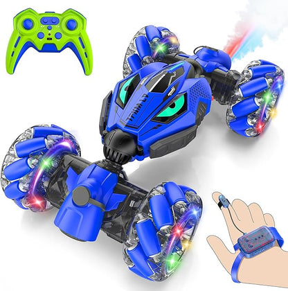 VisionX Unique 2.4GHz 4WD 360° Rotating Gesture Sensing RC Stunt Cars for Boys and Girls Ages 6-12 Double‑Sided Driving RC Drift Car Birthday and Christmas Cool Car Toys Gifts for Kids 2 Batteries