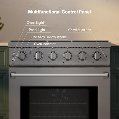 Empava ProStyle 30" Gas Range: True Convection, 18K BTU Power Burner & 4.55 Cu. Ft.Oven, Freestanding/Slide-in Stainless Steel Stove, CSA Certified