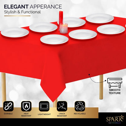 Amcrate Red Plastic Tablecloth Disposable, 6 Pack Premium Tablecloths for Rectangle Tables 54 inch. x 108 inch. Fits Tables Up to 8 Feet, Plastic Table Cloth for Party, Wedding, Holidays