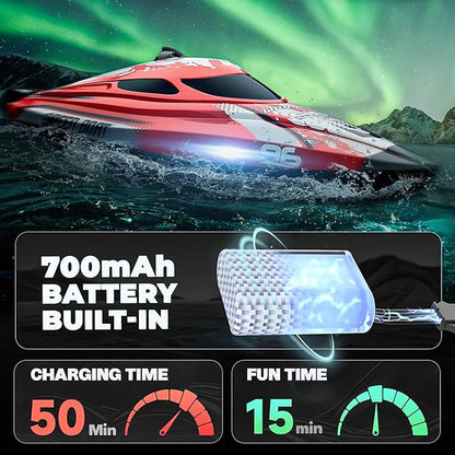 BEZGAR RC Boat 12 inch Remote Control Boat for Kids and Adults 25 KPH Fast RC Speed Boats with 700mAh Battery Ideal Waterproof Toy Boats for Lakes &amp Pools - TX126 White