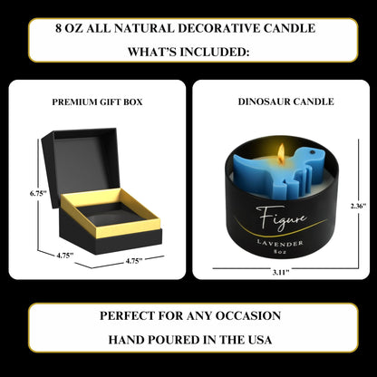 Dinosaur Candle – Soy & Beeswax Blend with Lavender Essential Oil | Calming Candle New Mom Gift, Nursery Decor, Baby Showers | Helps Relax & Sleep | Cute Dino Gift, Clean Burn, Made in USA