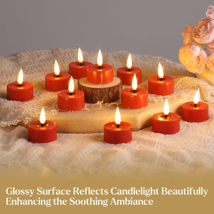 Eywamage Red Flameless Tealights with Remote Batteries, Flickering LED Tea Lights Votive Candles Proposal Decor Set of 12