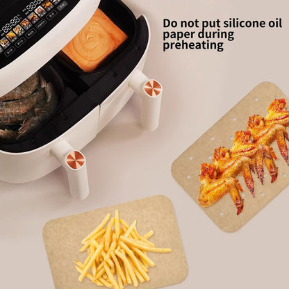 200 Sheets Air Fryer Liners Disposable Parchment Paper Compatible with Ninja Dual Foodi Air Fryer Toaster Ovens Rectangular Non-Stick Perforated Parchment Paper Double Basket for Air Fryer Accessories