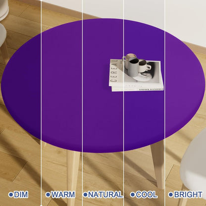 Moosfor Round Spandex Tablecloth, Elastic Fitted Waterproof Tablecloths for 57"-68" Tables, Stretch Washable Picnic Table Cover for Camping, Dining, Indoor and Outdoor, Purple