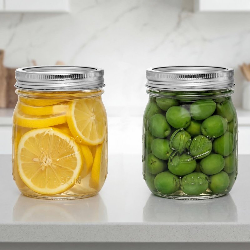 Lyellfe 12 Pack Wide Mouth Mason Jars, 16 Oz Short Glass Canning Jar with Airtight Lids, Food Safe Jam Spice Jar for Honey, Jelly, Wedding Favors, DIY Project, Dishwasher Safe