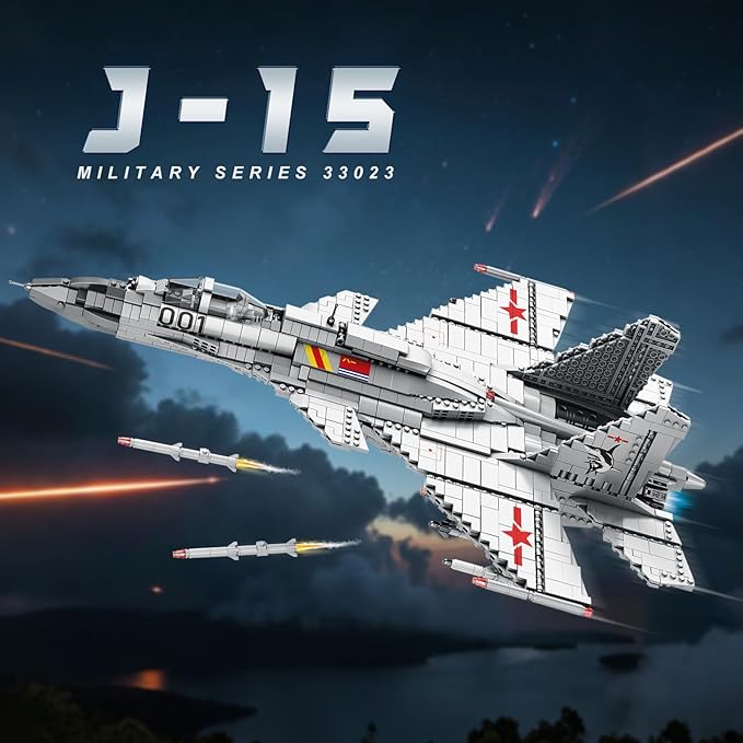 Reobrix J-15 Fighter Jet Building Sets for Adults Military Flying Shark Fighter Display Model 33023 Technical Military Plane Collectible Set Toys Gifts for Aviation Fans Boys Girls 14+ (1999 PCS)