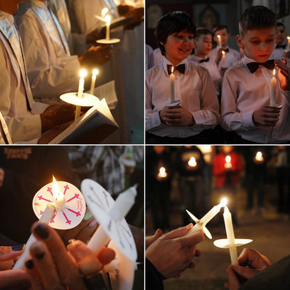 150 Packs Unscented White No Smoke ChurchCandles with Drip Protectors for Devotionalcandlelight Vigil Service.