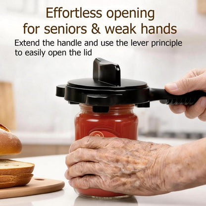Ruydiwale 4-in-1 Jar Opener, Adjustable Jar Opener for Seniors, Kitchen Tool Designed Specifically for Seniors and Those with Limited Physical Strength, Suitable For Beer, Salad Dressing, Jar (Black)