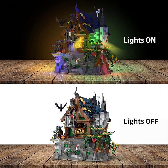 Medieval Modular Halloween Haunted Mansion Building Set for Adults - Castle Architecture with Cave Detachable Roof &amp Detailed Interior