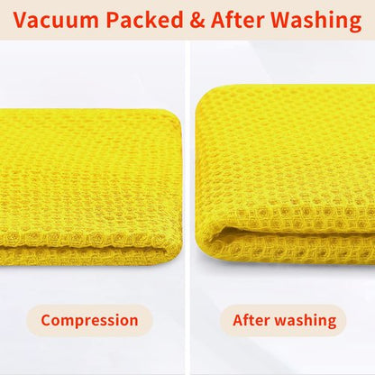 Homaxy 100% Cotton Waffle Weave Kitchen Dish Towels, Ultra Soft Absorbent Quick Drying Cleaning Towel, 13 x 28 Inches, 8-Pack, Yellow