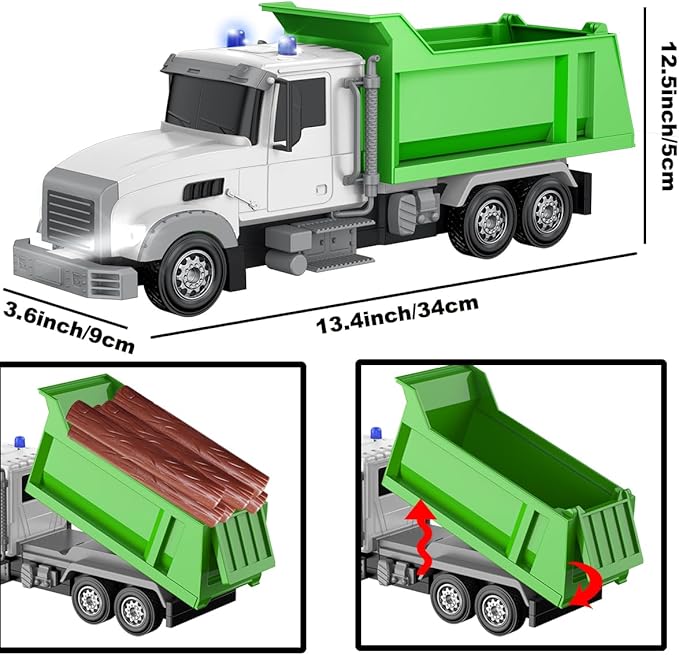 Remote Control Construction Dump Truck Toy RC Vehicle6 Channel Truck Toys with 6 pcs Wood2 Rechargeable Batteries1/24 Scale Dump TrucksBirthday Gifts Ideas for Boys Age 3-8 Year Old