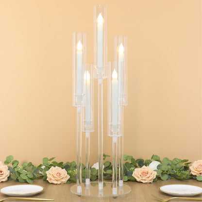 2/4PCS Candle Holder - Candelabra, 3/5 Arms Clear Candelabra Centerpieces for Wedding, Acrylic Candle Holder, Taper Candlesticks Candle Holders, with Acrylic Shade(5 Arm 1)