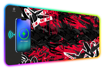ToLuLu RGB Gaming Wireless Charging Mouse Pad, 5/7.5/10/15W 10 Light Modes LED Mouse Pad Computer Keyboard Mat Mousepad, 800x300x4MM Extended Large Desk Mat for Gaming, MacBook, Laptop, PC, Galaxy