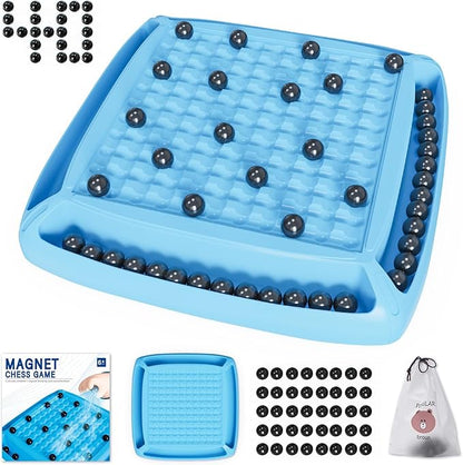 Magnet Game Board Game for Kids 8-12 Magnetic Game Chess Set for Kids and Adults Family and Friend Games Night Magnet Chess Game 40 Piceses 2-4 Players (Cyan)