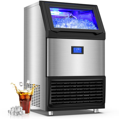 SOZT® Commercial Ice Maker Machine 450LBS/24H, Stainless Steel Under Counter Ice Machine with 200LBS Storage Bin, Self-Cleaning Freestanding Ice Cube Maker for Restaurant, Bar, Home, Office