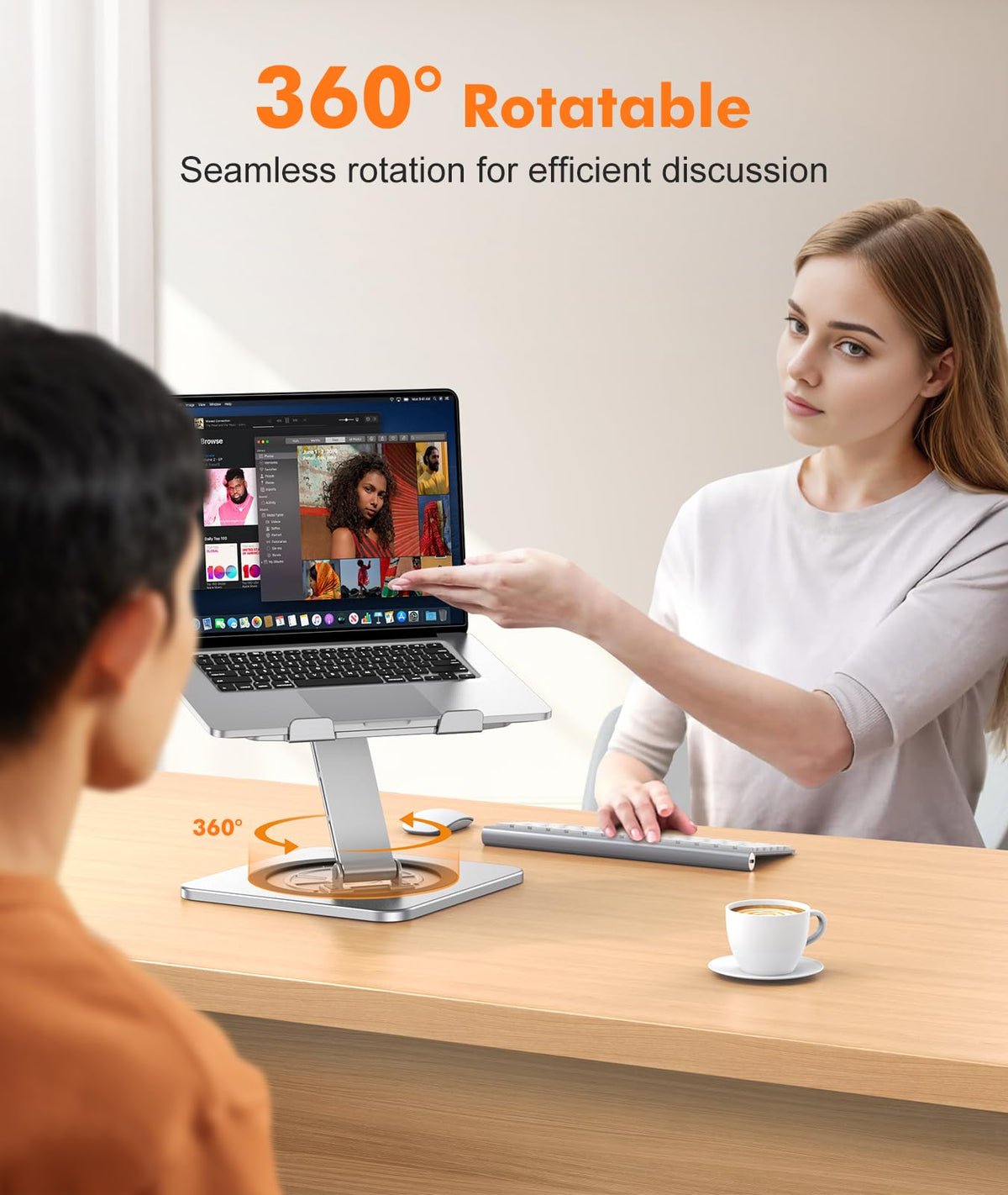 RIWUCT Adjustable Laptop Stand with 360° Swivel Base, Foldable Laptop Riser Holder for Desk, Ergonomic Computer Notebook Cooling Stand Mount, Compatible with MacBook Air Pro, Dell XPS, HP (10-16")