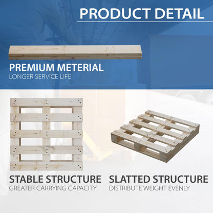 Greaton, Wooden Pallets, Easy for Commercial Use, Strong Sturdy Structure, 38x36x5, 2 Pcs, Wood Finish