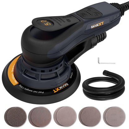 MAXXT Electric 5mm Random Orbital Sander, Brushless 350W 3A Palm Sander, Multi-function Variable Speed Electric Corded Orbital Sanders Machine with 6Inch Sanding Pad, 10 Sanding Papers for Woodworking