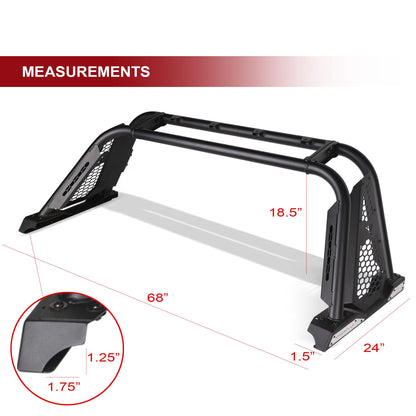 Armordillo USA 8710876 CR-M Modular Adjustable Chase Rack Roll Bar - Matte Black Fits Full Size Pickup Truck