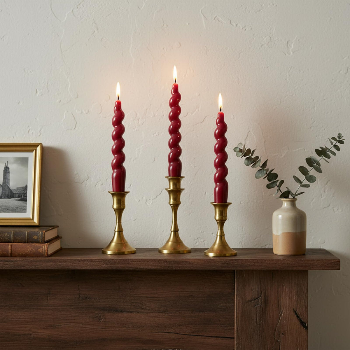 Red Taper Candles Short Candlesticks, 7.5inch Unscented Candle Sticks Dinner Candles for Wedding Centerpiece Home Table Mother's Day Housewarming Party,4 Pack