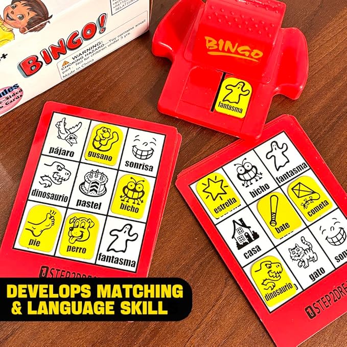 Spanish Vocabulary Bingo for Kids | Educational Learning with Sight Words | Boosts Language and Matching Skills | Ideal for Classroom and Home Use | Spanish Board Game