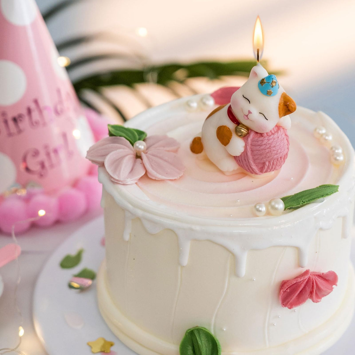 Mesiiloly Large Cat Birthday Candle, Cute Kitty Cake Topper Candles for Girls, Cartoon Cat Birthday Decorations, Kitten Themed Party Supplies & Gifts for Cat Lovers
