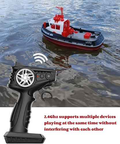 RC Boat 1/72 RC Tugboat for Pools and Lakes 2.4Ghz High-Speed Remote Control Boat with LED Lights and Low Battery Alarm for Teen and Adults