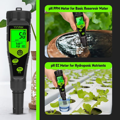 Pool Salt Tester, Digital 5 in 1 pH TDS EC Salinity Meter with Calibration Solution Kit, Simultaneous Display ppm pH for Saltwater Pool, Aquarium, Hot Tub, Spa, Hydroponics, Home Brew&Pickling