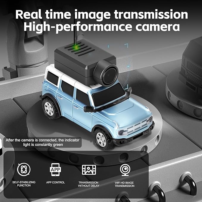 WLtoys Mini RC Car 1:64 Scale FPV RC Drift Car with 720P HD Camera WiFi App Control with Gyro First Person Perspective Mini Racing Toys for Teens and Adults(Blue)