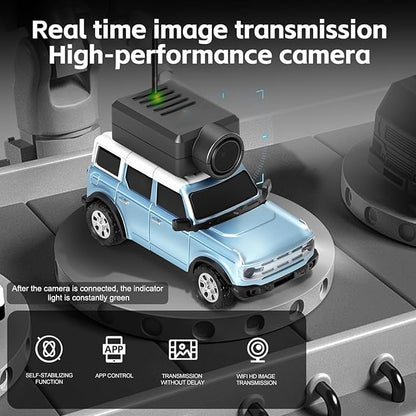 WLtoys Mini RC Car 1:64 Scale FPV RC Drift Car with 720P HD Camera WiFi App Control with Gyro First Person Perspective Mini Racing Toys for Teens and Adults(Blue)