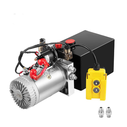 12V Double Acting Hydraulic Pump Power Unit, Heavy Duty Industrial Hydraulic Power Pack with 8 Quart Metal Reservoir, High Pressure DC Hydraulic Unit for Dump Trailers, Log Splitters, Lifts