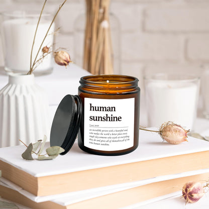 HIWX Human Sunshine Scented Candle - Appreciation Gifts for Teachers & Coworkers, Inspirational Thank You Christmas Soy Jar Candle, Lavender, Vetiver, Sandalwood Scented 8oz Holders