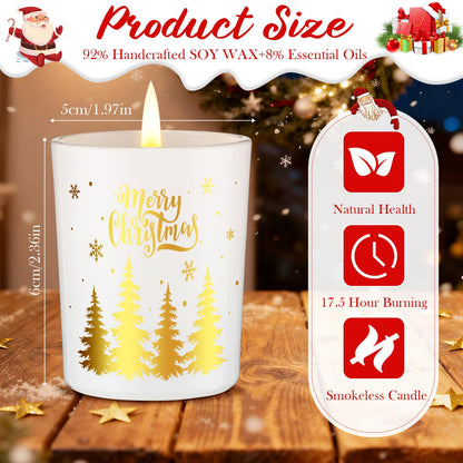 Nuanchu 12 Pcs Christmas Scented Candles Gift Set 12 Fragrances Aromatherapy Long Lasting Christmas Jar Candles Soy Wax Gift for Mom Women Men Xmas Holiday Birthday Supplies (Stylish)