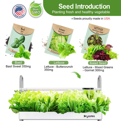 Large Hydroponic Tower Garden System White, 90 Pod Vertical Indoor Growing Kit with LED Grow Light, Auto Circulating Water System, 40L Planter